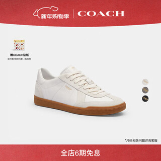 Coach new men's shoes ellis sneakers, lace-up flats, moral training shoes, lightweight, luxury, daily casual, versatile, bright white 42