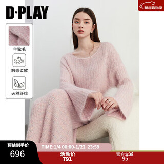 Dplay black label 2025 autumn alpaca sweater pink sweater set women's two-piece peach pink (two-piece set) s