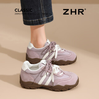 Zhr retro moral training shoes for women spring new versatile shock-absorbing non-slip casual sports sneakers soft sole european style women's shoes purple 35