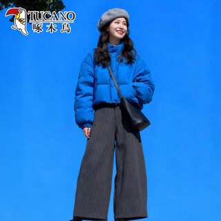 Woodpecker high down filling blue stand collar short down jacket for women 2026 winter new korean style thickened 90 white duck down jacket blue 90 white duck down s