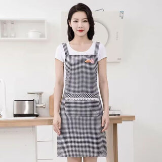Tuojin japan imported quality pure cotton household wear-resistant apron for women's kitchen special cooking breathable suspenders for adults black