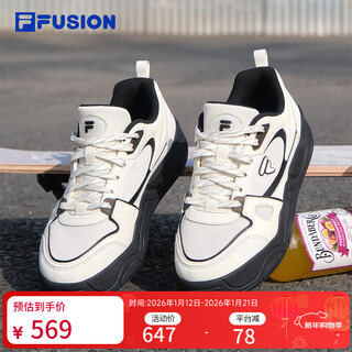 Fila fusion fila fashion brand women's shoes bank iii skateboard life shoes 2025 summer new cool skate shoes 3rd generation snow white/black-sb 36