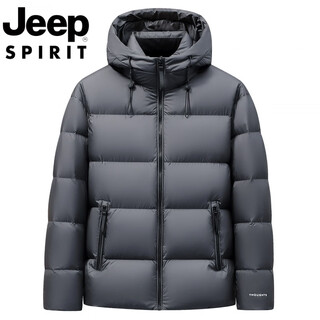 Jeep jeep international brand 2025 new down jacket men's winter hooded short casual loose bread jacket carbon gray warm down jacket l 125-145jin jin equals 0.5 kg