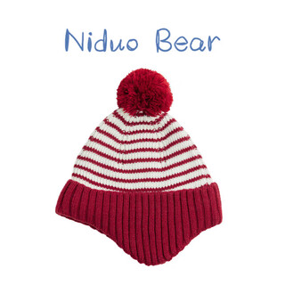 Nido bear baby hat wool ear protection children's wool hat windproof warm baby hat autumn and winter wm329 vibrant red one size 48-54 recommended age 2-8 years