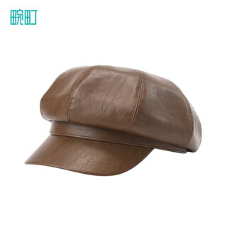 Octagonal hat for women in autumn and winter suede octagonal hat for women in autumn and winter retro british style buckle duck beret chestnut brown-pu octagonal hat m one size fits all 57c