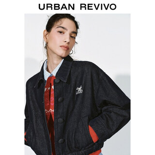 Ur2026 spring new women's urban lapel embroidered cotton short denim jacket uyu860010 blue (loose) m