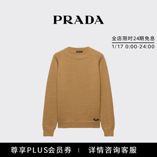 Prada/prada gift men's round neck sweater sweater camel brown 50