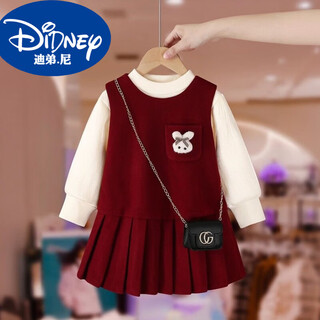 Didi heydidy girls dress set autumn and winter 2025 new children's winter clothes new year's greetings baby vest skirt two-piece set red 306 styles (autumn bottoming + vest skirt) bag not included 100