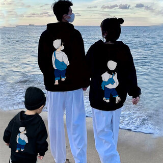 High-end parent-child wear 2025 new style for a family of three and four, spring, autumn and winter sweatshirts, mother-in-law, mother-in-law, children's wear, round neck, white thin section, 90cm for boys