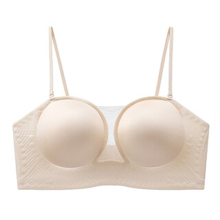 Tingmei (gracwell) strapless underwear women's anti-slip push-up small breast bra seamless invisible tube top breast-reducing back-beautiful bra, skin color l