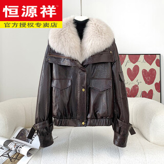 Hengyuanxiang 2025 winter new style whole fox fur collar suede oil wax fashion motorcycle goose down liner jacket for women maroon s