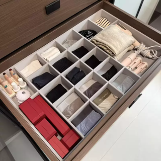 Yusenyi customized underwear, underwear and socks storage box, cloakroom drawer, wardrobe, bra belt, three-in-one organizing grid for home use, light gray velvet