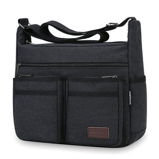 An junsheng large capacity men's crossbody bag thickened canvas bag 2026 wear-resistant and durable shoulder bag business travel bag tool bag black