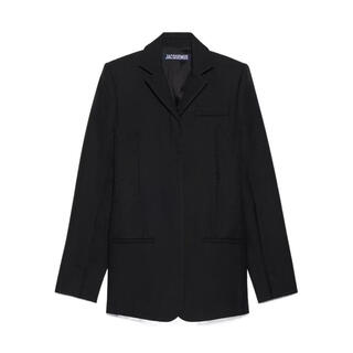 Jacquemus women's suit warm slim black commuting formal jacket simple black one size | fr-38