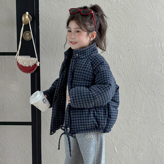 Disney down jacket girls' winter cotton clothes plaid bread clothes new children's style warm winter jackets short cotton jackets cotton clothes style 90cm recommended height 81-90cm one size plaid physical counter mall quality