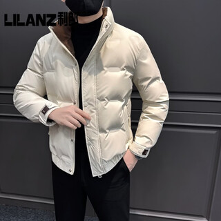 Lilanz leather down jacket men's winter 2026 new this year's popular men's tops handsome winter jackets men's beige m (110) it is recommended that jin jin is equal to 0.5 kg or less)