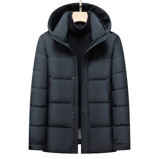 Kbxng jinba new down jacket men's short thickened high-fill velvet middle-aged thickened cold-proof clothing winter fashion jacket navy blue s 165