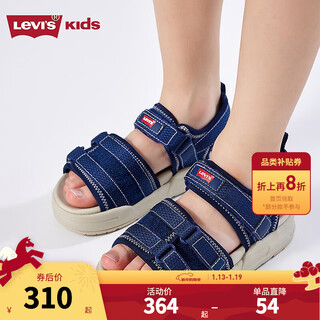 Levi s levi's boys' sandals 2025 summer new velcro beach shoes children's sandals dark denim blue 37 recommended foot length 23.5cm