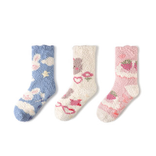 Pami thick socks for women autumn and winter coral velvet spring and autumn confinement stockings plush warm home plus velvet thickened sleep floor socks cute group a_pack 3 pairs one size fits all sizes 36-39 priority delivery