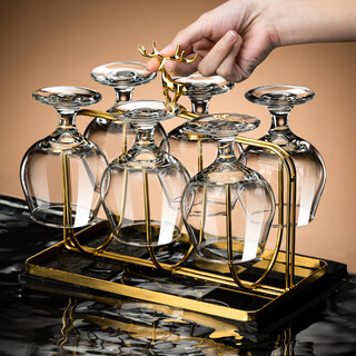 Fantasy brandy special wine glass set light luxury high-end whiskey wine glass home short cup thickened glass commercial use upgraded thickened 150ml short cup (6 pieces + bamboo cup holder)