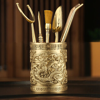 Fantasy pure copper tea ceremony six gentlemen full set tea making supplies tea clips tea tweezers tea clamps tea set accessories all copper series - double dragons playing with pearls six gentlemen (about 1000 grams of brass) free tea scissors