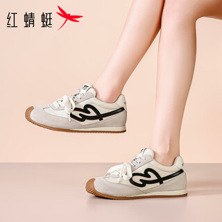 Red dragonfly women's shoes virtue training shoes sports casual shoes color matching thick sole increased foot showing small travel shoes running shoes mi/black 35