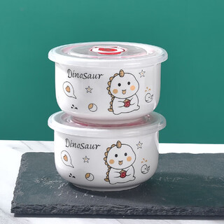 Tuojin has a variety of optional ceramic fresh-keeping bowls, instant noodle bowls, refrigerator storage boxes, microwave ovens, sealed lunch boxes with lids, two small dinosaurs