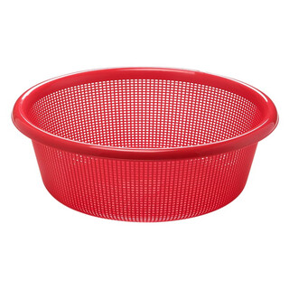 Camellia lehui round sieve plastic basket round thickened vegetable basket storage large organizer kitchen drain blue household red 41.5cm