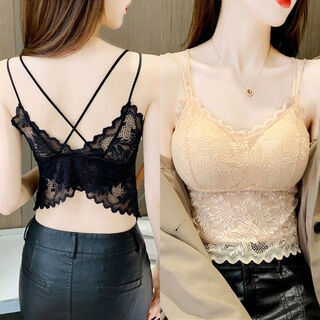 Daixinyi lace beauty back small camisole with designed bottoming black top underwear sexy outerwear tube top summer 2-pack black + skin color l l80-100jin jin is equal to 0.5 kg