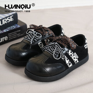 Universal (huanqiu) women's shoes casual board shoes women's sports flat shoes women's 2025 winter new breathable versatile moral training shoes women's trend black 35