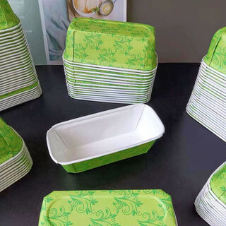 Fantasy bread cake high temperature resistant mold ship-shaped chiffon large paper cup baking oil-proof disposable oven paper tray thickened green pattern 10 pieces