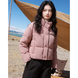 Shangjing short down jacket women's 2025 winter new stand collar warm jacket top 90 white duck down thickened bread jacket leather powder s