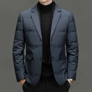 Magiopy light luxury high-end brand men's down jacket suit 2026 winter new style middle-aged fashion casual warm single piece blue xl 180