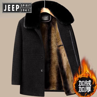 Jeep spirit jeep dad winter woolen jacket plus velvet thickened warm cotton clothing for middle-aged and elderly people cotton-padded clothes for men and grandpa cotton-padded jackets brown m 170/84a suitable for 90-105jin jin is equal to 0.5 kg