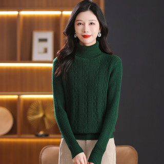 Snow flying (snowflying) thickened turtleneck sweater, red pit striped autumn and winter warm and slimming versatile bottoming sweater for women
