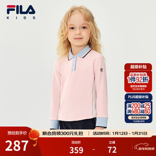 Fila children's clothing long-sleeved t-shirt 2025 winter new style girls and children loose sports polo shirt hazy pink-lp 105
