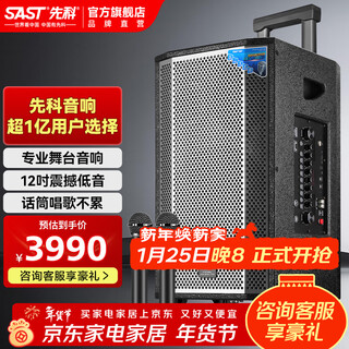 Xianke square dance audio outdoor high-power mobile trolley speaker wireless bluetooth high volume karaoke special portable with dual microphone microphone 807 professional stage 12 inches + professional three-way design