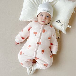 Joyncleon newborn baby clothes winter padded thickened jumpsuit 0-12 months baby winter clothing category a outing clothes coral pink 59cm 1-3 months recommended weight 3.5-6.9kg