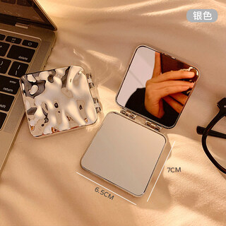 Fat donglai's same mini led makeup mirror with light, handheld folding small mirror, magnifying female portable travel light mirror, silver folding mirror, high-definition mirror, no magnification