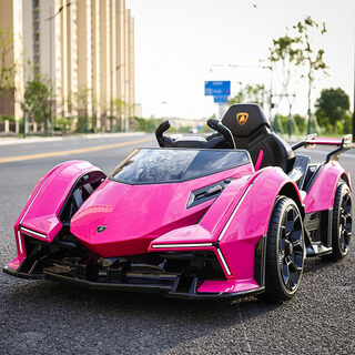 Rik smits lamborghini children's electric car four-wheeled with remote control baby toy car can seat men, women and children large sports car, top with rose red