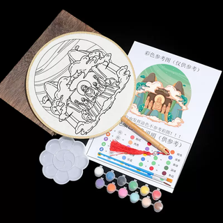 Yusenyi featured scenic area landmark painting fan silk cloth copy painting tuanfan diy material pack handmade activity coloring palace fan longmen grottoes free paint brush tray