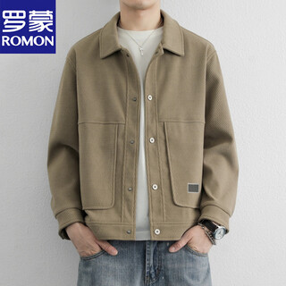 Romon casual men's lapel jacket 2026 new korean style casual jacket spring and autumn handsome and versatile outer jacket beige xl