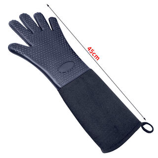 Other silicone anti-scalding gloves, extended, non-slip, microwave baking, commercial oven steamer, insulated, high temperature resistant, 500 degrees thick, medium heart-shaped, 45cm total length