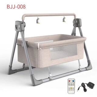 Multifunctional electric crib for infants and young children, children's cradle, smart baby rocking chair, khaki electric remote control + mosquito net + storage bag