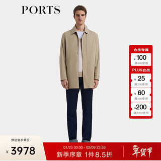 Ports men's 2025 spring and summer new product moonstone yellow dark placket mid-lapel temperament long windbreaker moonstone yellow s