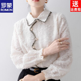 Romon velvet 2026 autumn and winter lace bottoming shirt women's undershirt high-level chic top women's shirt apricot thin lined m 95-105jin jin is equal to 0.5 kg