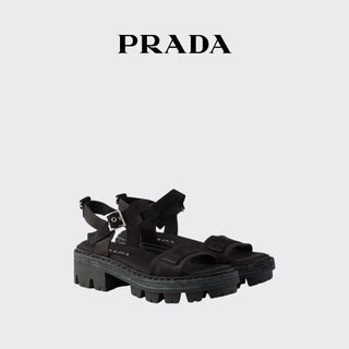 Prada/prada gift women's canvas sandals shoes black 35.5