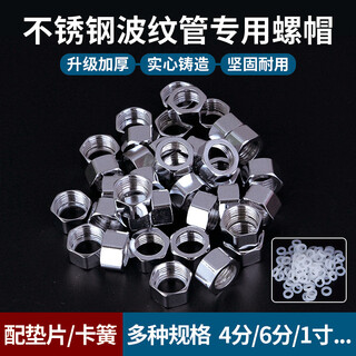 Wing fantasy 304 stainless steel bellows nut 4 minutes 6 minutes 1 inch special nut gas water heater water inlet pipe threaded joint 1 inch 304 steel cap (with 25 pipes) 30 pieces (free 304 circlip + pad