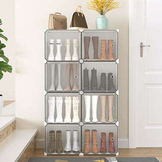 Fantasy shoe rack with long boots storage shoe cabinet drawer type transparent shoe box simple white + boot cabinet 2 columns 4 layers 41.5x31.5x31.5cm
