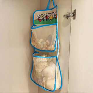 Fantasy underwear storage bag, underwear, socks hanging bag, wardrobe inner wall-mounted mesh bag, double layer, milk tea bear + thickened non-woven fabric, no odor
